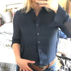 Navy button up blouse